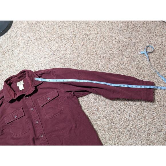 L.L. BEAN Long Sleeve button up, L, Red/Maroon; CHAMOIS Flannel Shirt, - Picture 5 of 7
